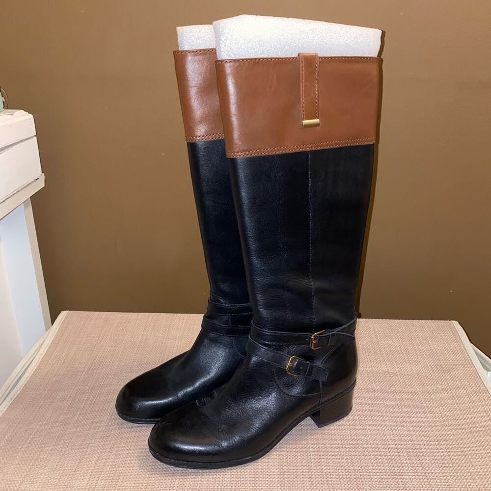 Bandolino Carlotta Womens Knee High Boots Tall Leather Brown Black Size 7M